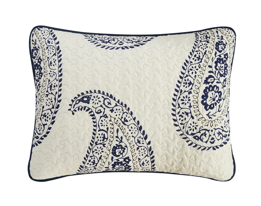 Chic Home Safira Quilt Set Contemporary Two-Tone Paisley Print Bedding - Decorative Pillows Shams Included - 5-Piece - King 104x90", Navy - King