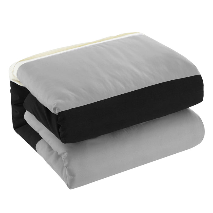 Chic Home Moriarty Elegant Color Block Ruffled BIB Soft Microfiber Sheets 10 Pieces Comforter Decorative Pillows & Shams - King 104x90, Black - King