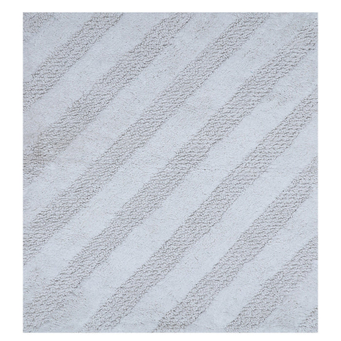 Unique Stripe Honeycomb Sculptured Bath Rug Made Soft Plush Cotton  Super Soft To The Touch 17" X 24" White - 17" X 24"