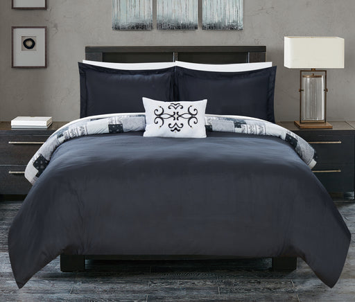 Chic Home Utopia 8 Piece Reversible Duvet Cover Set Patchwork Bohemian Paisley Print Design Bed in a Bag Queen Black - Queen