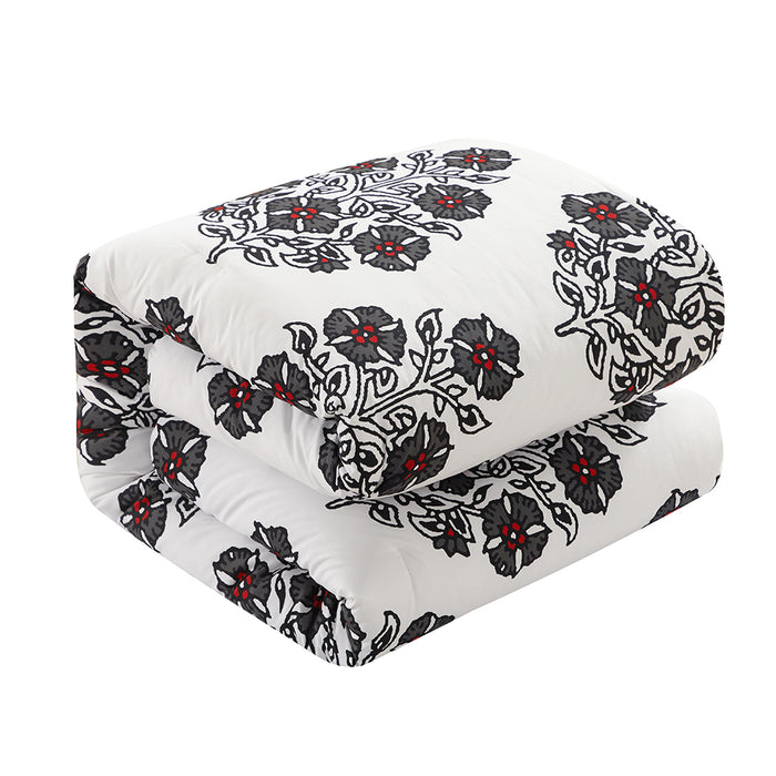 Chic Home Yazmin 5 Piece Duvet Cover Set Large Scale Floral Medallion Print Design Bed In A Bag Bedding Twin Grey - Twin