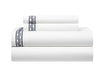 Chic Home Arden Organic Cotton Sheet Set Solid White With Dual Stripe Embroidery Zig-Zag Details - Includes 1 Flat, 1 Fitted Sheet, and 2 Pillowcases - 4 Piece - Queen 90x102, Navy - Queen