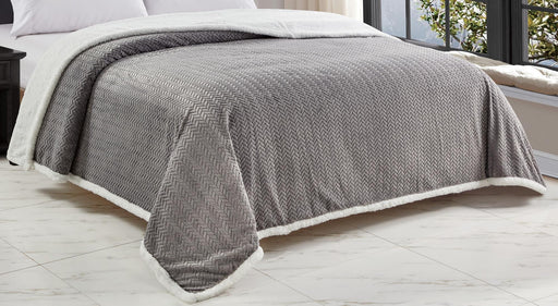 Jacquard Sherpa Soft Premium Microplush Braided Oversized All Season Blanket Grey