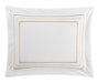 Chic Home Milos Cotton Comforter Set Solid White With Dual Stripe Embroidered Border Hotel Collection Bedding - Includes Decorative Pillow Shams - 4 Piece - King 106x96, Gold - King