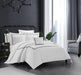 Chic Home Crete Cotton Comforter Set Solid White With Dual Stripe Embroidered Border Zig-Zag Details Hotel Collection Bedding - Includes Decorative Pillow Shams - 4 Piece - King 106x96, Black - King