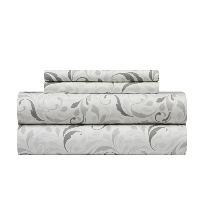 Chic Home Ava Comforter Set Color Block Floral Pleated Stitching Print Details Design Bed In A Bag Bedding - Sheets Pillowcases Decorative Pillow Shams Included - 8 Piece - Queen 90x92", Grey - Queen