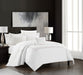 Chic Home Santorini Cotton Comforter Set Solid White With Dual Stripe Embroidered Border Hotel Collection Bedding - Includes Decorative Pillow Shams - 4 Piece - King 106x96, Beige - King
