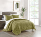 Chic Home Jessa Comforter Set Washed Garment Technique Geometric Square Tile Pattern Bedding - Pillow Shams Included - 3 Piece - Queen 90x92", Green - Queen