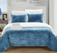 Chic Home Bjurman 7 Pieces Blanket Set Soft Sherpa Lined Microplush Faux Mink With Shams & Sheet Set - Queen 90x90, Blue - Queen