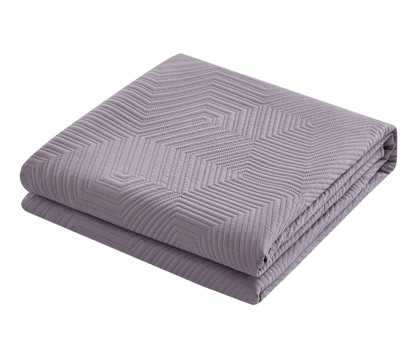 NY&C Home Ridge 3 Piece Quilt Set Contemporary Y-Shaped Geometric Pattern Bedding - Pillow Shams Included, Queen, Purple - Queen