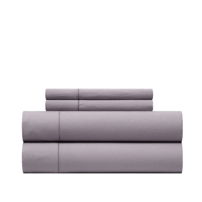 Chic Home Casey Sheet Set Solid Color Washed Garment Technique - Includes 1 Flat, 1 Fitted Sheet, and 1 Pillowcase - 3 Piece - Twin 66x102", Lavender - Lavender