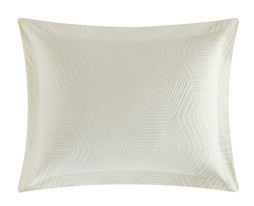 NY&C Home Ridge 3 Piece Quilt Set Contemporary Y-Shaped Geometric Pattern Bedding - Pillow Shams Included, King, Beige - King