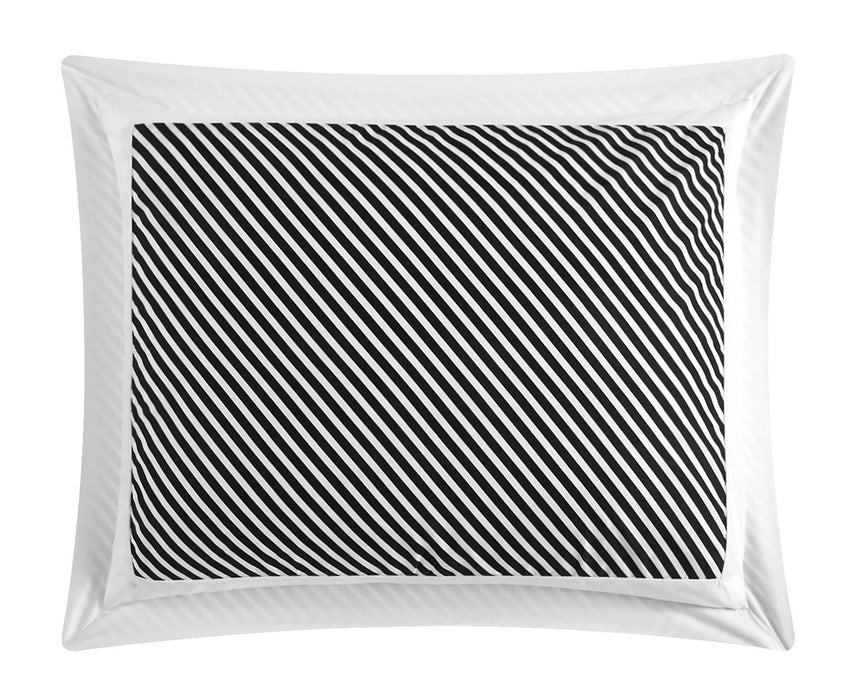 NY&C Home Gibson 9 Piece Comforter Set Striped Hotel Collection Design Bed In A Bag Bedding - Sheets Pillowcases Decorative Pillows Shams Included, King, Black - King