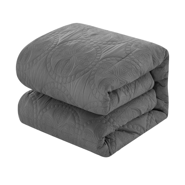 Chic Home Adaline Comforter Set Embroidered Design Bedding - Decorative Pillows Shams Included - 5 Piece - King 104x92", Grey - King