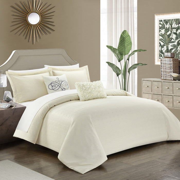 Chic Home Emery 5 Piece Comforter Set Casual Country Chic Pleated Bedding - Decorative Pillows Shams Included - King 102x96", Beige - King