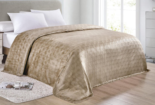 Amrani Bedcover Embossed Blanket, Soft Premium Microplush, Taupe