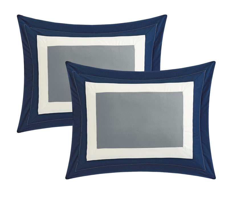 Chic Home Kavalier Color Block Geometric Pattern Design Hotel Collection Sheets 10 Pieces Comforter Decorative Pillows & Shams - King 104x90, Navy - King
