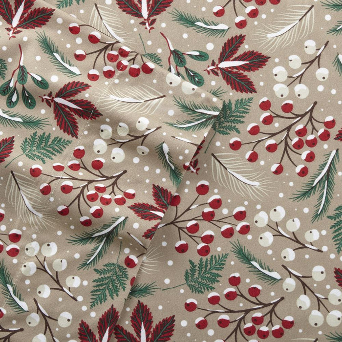 Micro Flannel Printed Deep-Pocket Sheet Set, Twin, Winterberries - Twin,Winterberries