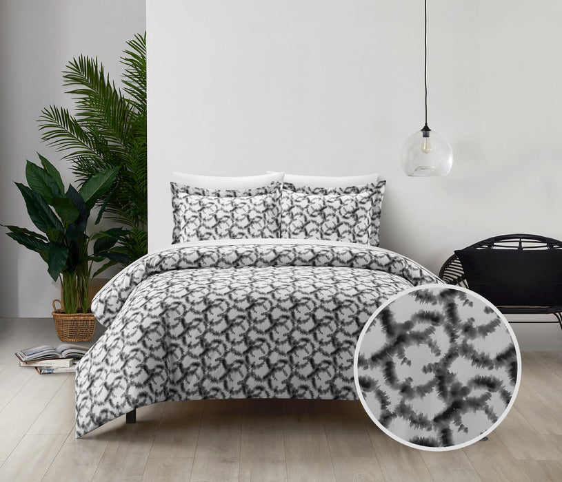 Chic Home Chrisley Duvet Cover Set Contemporary Watercolor Overlapping Rings Pattern Print Design Bedding - Pillow Shams Included - 3 Piece - Queen 90x90", Grey - Queen