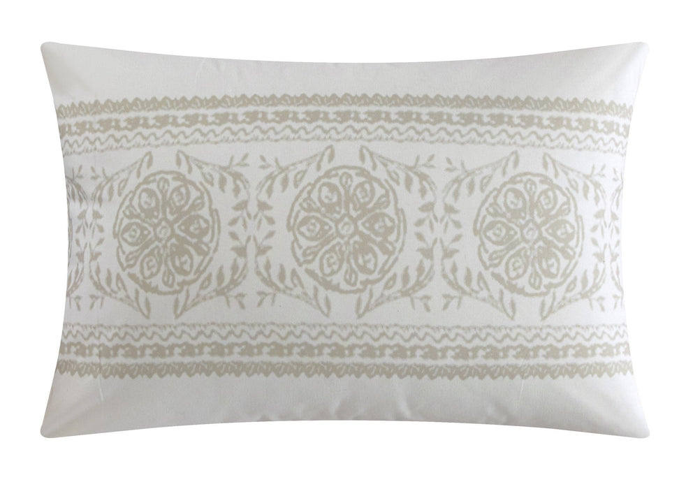 NY&C Home Davina 5 Piece Comforter Set Geometric Hexagonal Pattern Design Bedding - Decorative Pillows Shams Included, King, Beige - King