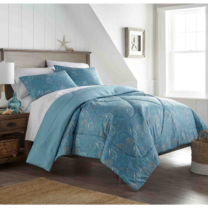 Seersucker Comforter Set, Twin, Sea Shells - Twin,Sea Shells