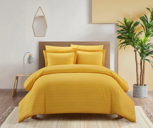 Chic Home Tyson Duvet Cover Set Contemporary Solid Color Shell With White Spots Animal Pattern Print Design Bed In A Bag Bedding - Sheets Pillowcases Pillow Shams Included - 7 Piece - Queen 90x90", Yellow - Queen