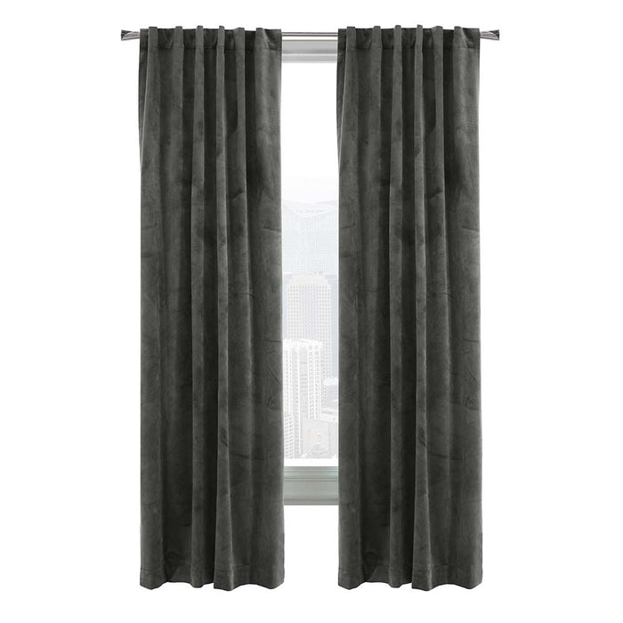 Thermalogic Seren Classic Velvet Room Darkening Dual Header Energy Efficient Curtain Panel 50" x 84" Charcoal - 50X84