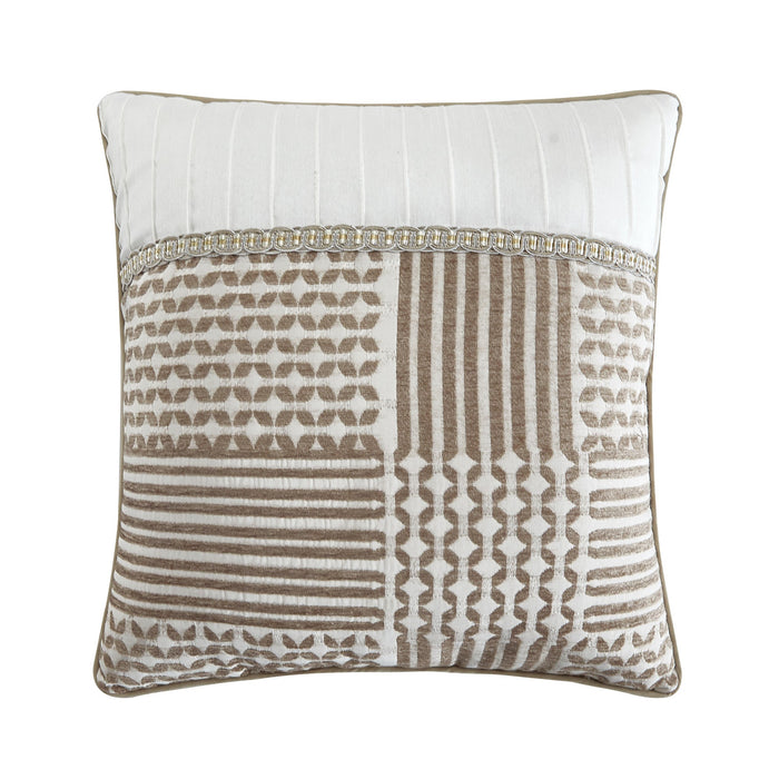 Chic Home Jodie Comforter Set Chenille Geometric Pattern Design Bedding - Decorative Pillows Shams Included - 6-Piece - Queen 92x96", Beige - Queen
