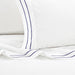 Chic Home Valencia Organic Cotton Sheet Set Solid White With Dual Stripe Embroidery - Includes 1 Flat, 1 Fitted Sheet, and 2 Pillowcases - 4 Piece - King 108x102, Navy - King
