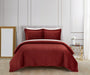 NY&C Home Wafa 7 Piece Velvet Quilt Set Diamond Stitched Pattern Bed In A Bag Bedding - Sheets Pillowcases Pillow Shams Included, Queen, Brick Red - Queen