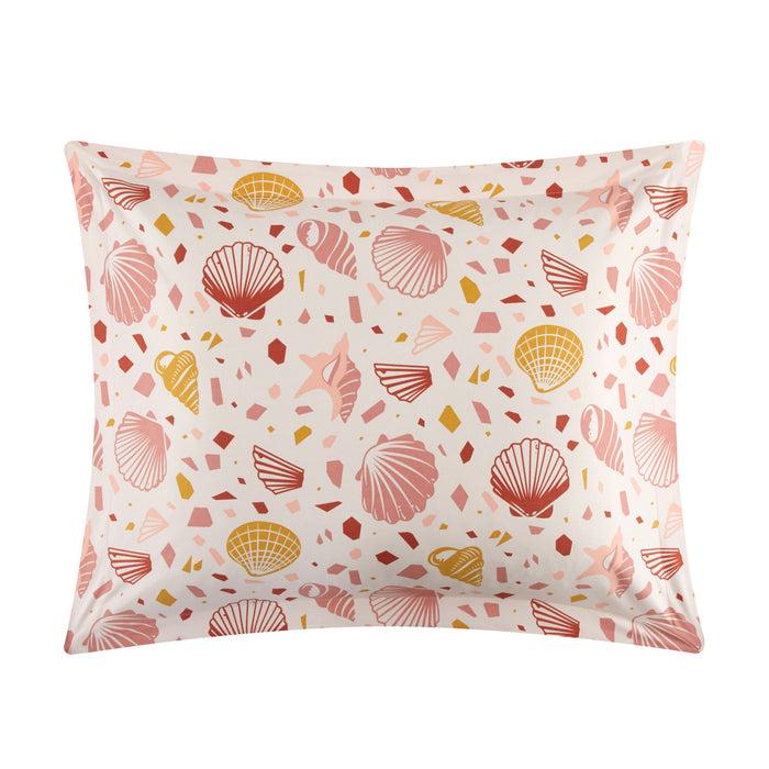 NY&C Home Sumba 4 Piece Comforter Set Beach Themed Clams Conches Shells Print Bedding - Decorative Pillows Shams Included, Queen - Queen