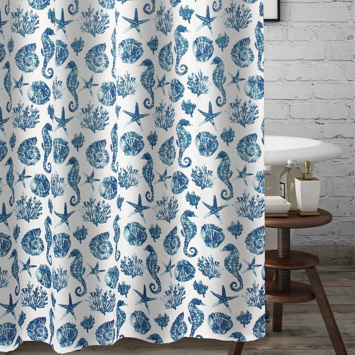 Greenland Home Fashions Pebble Beach Bath Shower Curtain - Blue 72x72