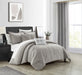 NY&C Home Artista 9 Piece Cotton Blend Comforter Set Jacquard Geometric Pattern Design Bed In A Bag Bedding - Sheets Pillowcases Decorative Pillows Shams Included, Queen, Grey - Queen