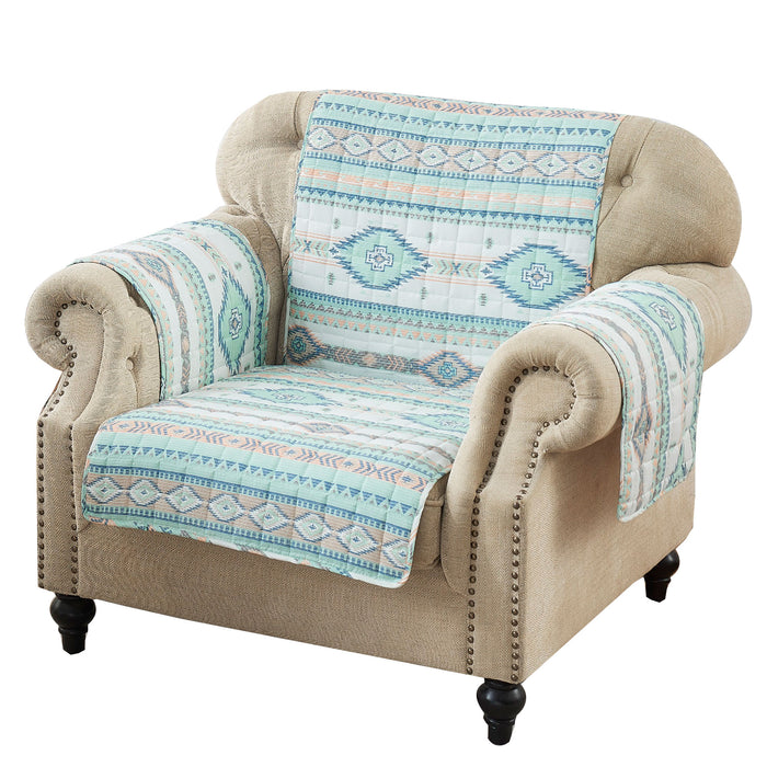 Greenland Home Fashions Barefoot Bungalow Phoenix Furniture Protector - Arm Chair 81x81", Turquoise - 81x81,Phoenix Turquoise