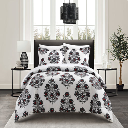 Chic Home Yazmin 7 Piece Duvet Cover Set Large Scale Floral Medallion Print Design Bed In A Bag Bedding Grey