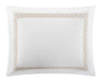 Chic Home Ella Cotton Duvet Cover Set Solid White Dual Stripe Embroidered Border Zig-Zag Details Hotel Collection Bedding - Includes Two Pillow Shams - 3 Piece - King 106x96, Beige - King