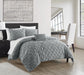 Chic Home Bradley Comforter Set Diamond Pinch Pleat Pattern Design Bedding - Decorative Pillow Shams Included - 4 Piece - Queen 90x92", Grey - Queen