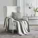 NY&C Home Lasko Faux Cashmere Throw Blanket Plush Super Soft Two Tone Striped Design With Tassel Fringe, 50” x 60”, Grey - Grey