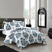 Chic Home Yazmin 7 Piece Duvet Cover Set Large Scale Floral Medallion Print Design Bed In A Bag Bedding King Blue - King