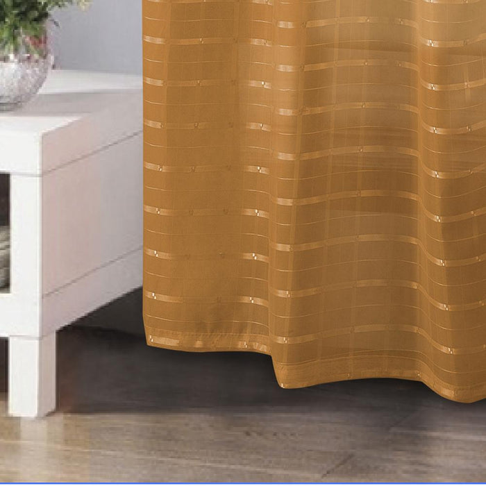 RT Designers Collection Wanda Box Voile Light Filtering One Grommet Curtain Panel 54" x 90" Gold