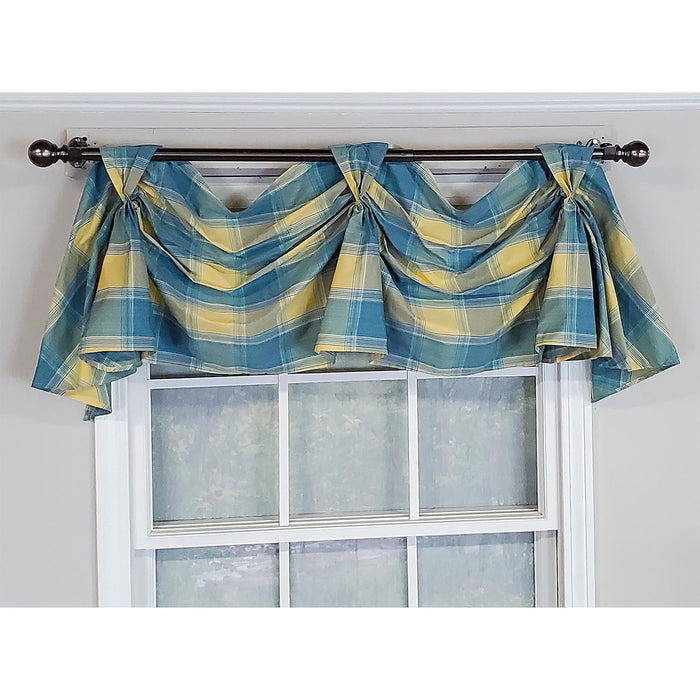 RLF Home Duncaster 2-Scoop Celebration 100% Cotton with Fully Lined 3" Rod Pocket Valnance for Windows 45" x 18" Porcelain