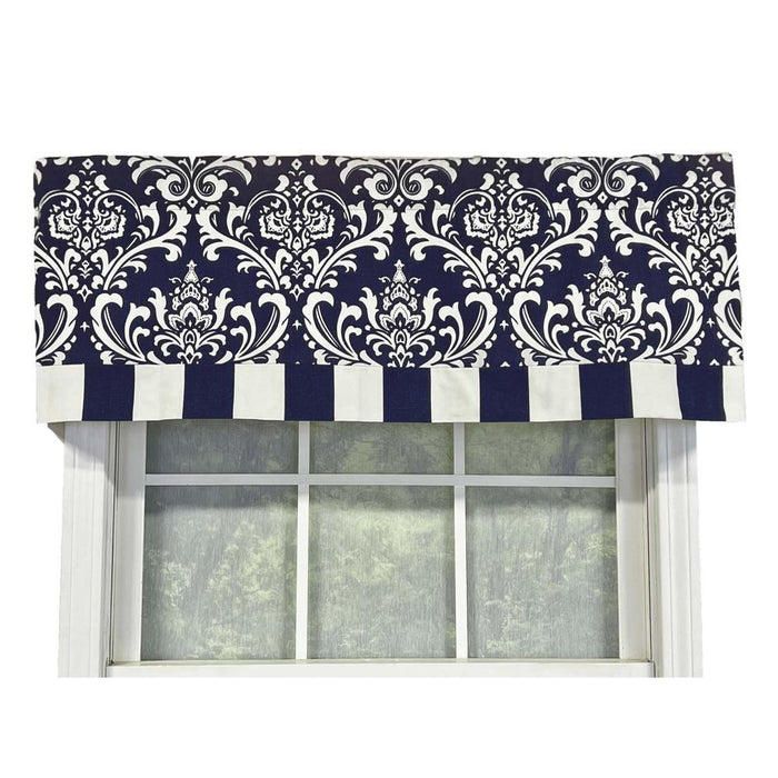 Ozbourne Style Banded 3" Rod Pocket Valance 50" x 16" Navy by RLF Home