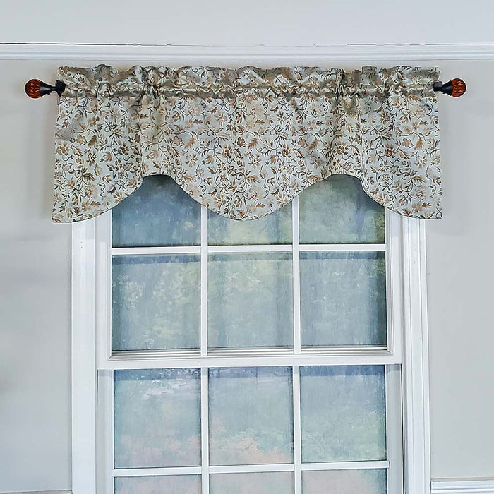 RLF Home Chopin Bravo Window Treatment Valance 1-1/2" rod pocket 2" header 50" x 15" Blue Mist