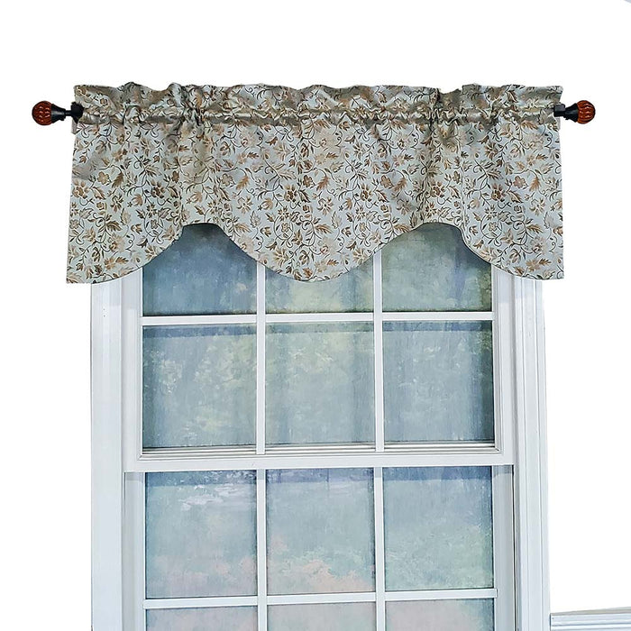 RLF Home Chopin Bravo Window Treatment Valance 1-1/2" rod pocket 2" header 50" x 15" Blue Mist