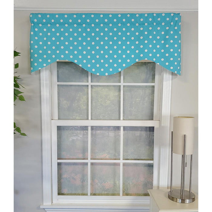 RLF Home Polka Dot Cornice 100% Cotton with Fully Lined 3" Rod Pocket Valnance for Windows 50" x 17" Baby Blue