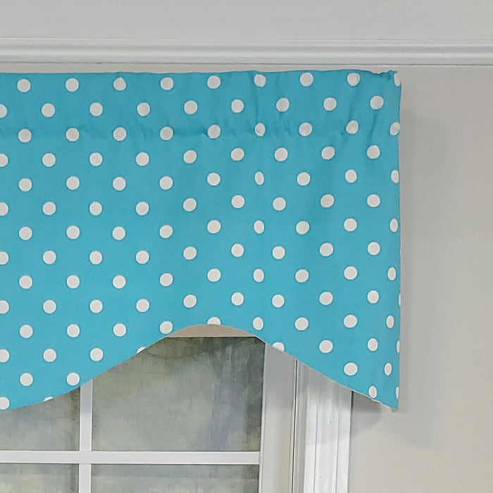 RLF Home Polka Dot Cornice 100% Cotton with Fully Lined 3" Rod Pocket Valnance for Windows 50" x 17" Baby Blue