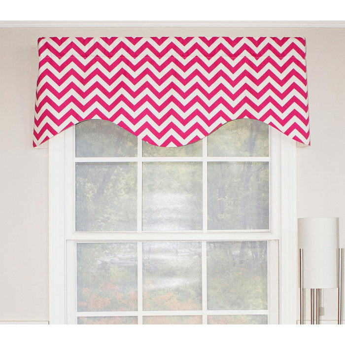 RLF Home Zig Zag Cornice  100% Cotton with Fully Lined 3" Rod Pocket Valnance for Windows 50" x 17" Lipstick