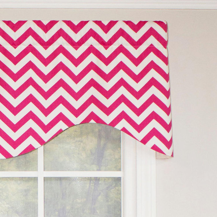 RLF Home Zig Zag Cornice  100% Cotton with Fully Lined 3" Rod Pocket Valnance for Windows 50" x 17" Lipstick