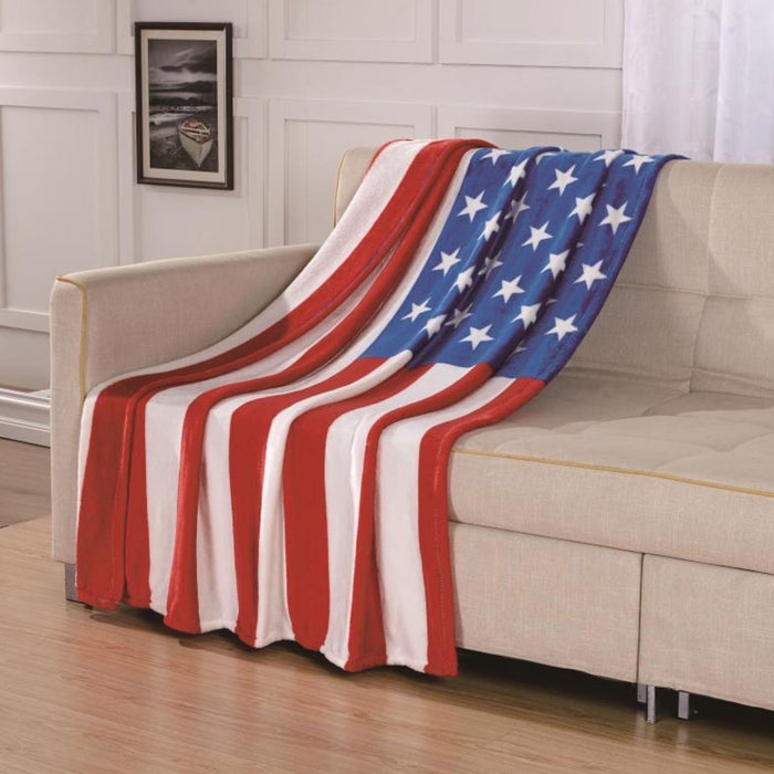 Plazatex American Flag Micro plush Decorative All Season Multi Color 50" X 70" Throw Blanket