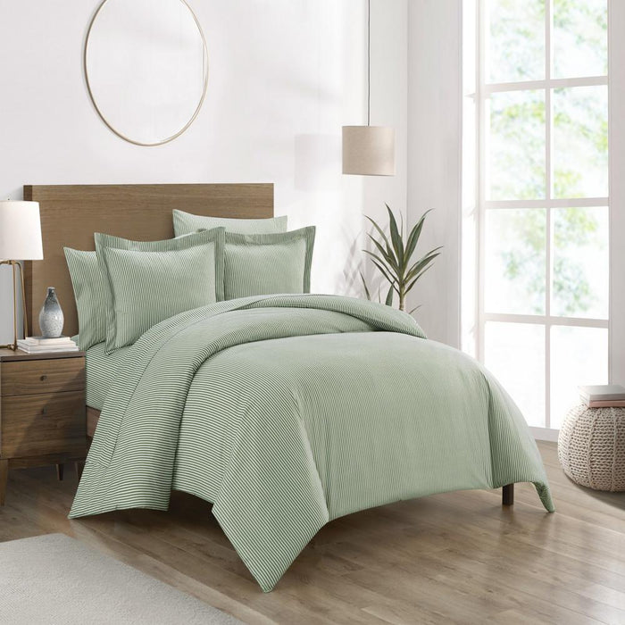 Chic Home Morgan Duvet Cover Set Contemporary Two Tone Striped Pattern Bedding - Pillow Sham Included - 2 Piece - Twin 68x90", Green